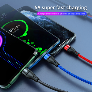 Câble Chargeur de Téléphone Portable <span class=keywords><strong>USB</strong></span> 3-en-1 5A, Charge Rapide en Nylon pour iPhone, AirPod, Samsung, <span class=keywords><strong>Huawei</strong></span> - Product Image 4