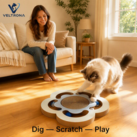 Planche à gratter pour chat en forme de fleur, jouet interactif d'intérieur en carton enroulé avec circuit de balles, vente en gros
