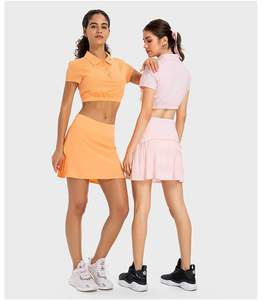 กระโปรงมินิ2-in-1สำหรับผู้หญิงเอวสูงชุดตีเทนนิสกอล์ฟชุดใส่เล่นโยคะชุดใส่เล่นกีฬาแบบลำลองกางเกงขาสั้นปรับแต่งได้ - Product Image 4