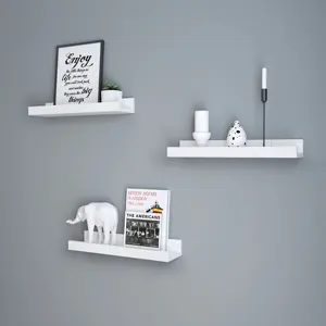 Mensole galleggianti personalizzate all'ingrosso e mensole a parete in legno moderno a tre pezzi per bagno e soggiorno