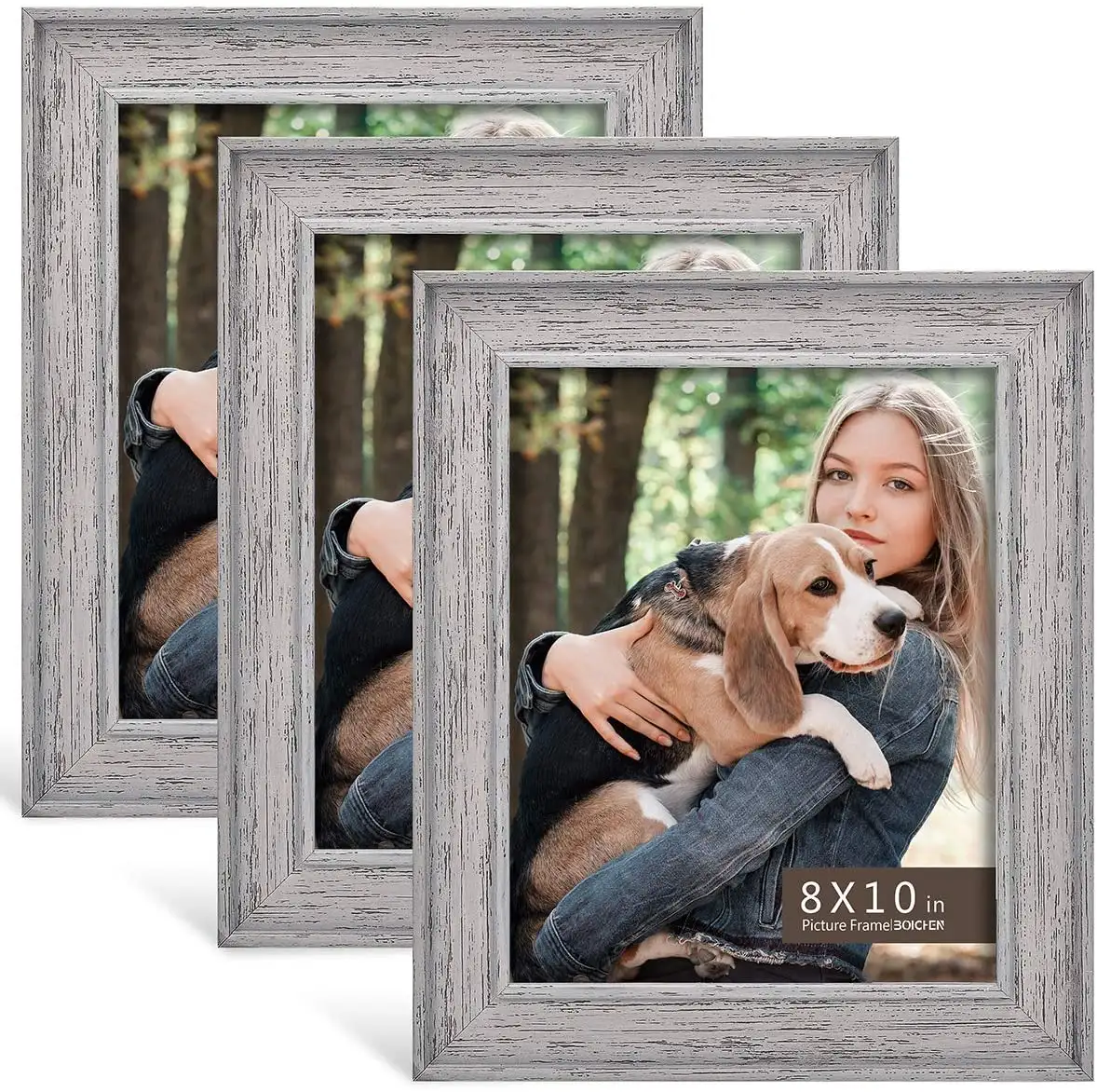 Wooden Photo Grey 8x10 Picture Frame Without mat or 5x7 inches with mat Decor