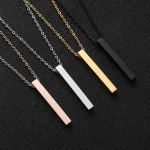 Colliers avec pendentif rectangulaire en acier inoxydable 316l plaqué or rose personnalisé avec <span class=keywords><strong>nom</strong></span>, personnalisation au laser, bijoux pour animaux de compagnie, hommes, garçons - Product Image 4