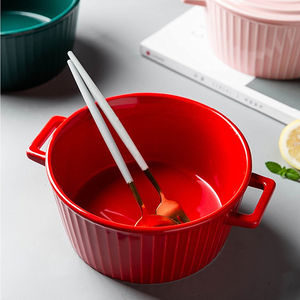 Nouveau design porcelaine antiadhésive micro-ondes soupe <span class=keywords><strong>mini</strong></span> casserole ustensiles de cuisson <span class=keywords><strong>plat</strong></span> de cuisson en céramique avec couvercle - Product Image 3
