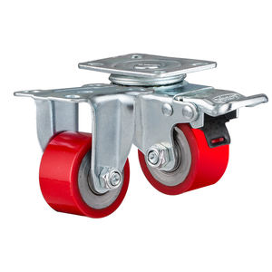 ล้อ PU สีแดงแกนเหล็กชุบสังกะสีแบบต่ำ น้ำหนักเบา สำหรับอุปกรณ์ขนาดกะทัดรัด - Product Image 1