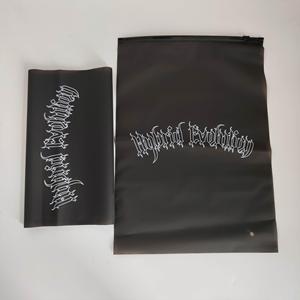 Branded Matte Black Zipper Bags - Custom Semi-Transparent Frosted Poly Bags for Apparel & Streetwear - Product Image 3