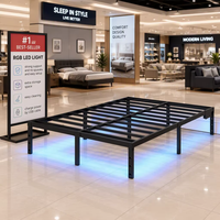 Cadre de lit en fer de haute qualité avec support robuste, alimentation par câble USB, lumière LED RGB, design de lit double, taille king size