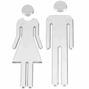Etiqueta Adhesiva para Puerta de Baño de 12 cm, para Hombre y Mujer, Adhesivo Decorativo para Puerta de Baño con Superficie de Espejo 3D, para Hotel, Bar, Restaurante - Product Image 1