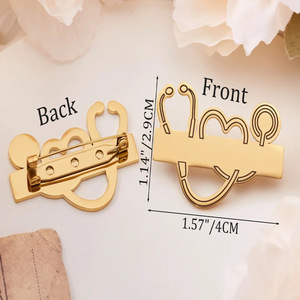 Aço inoxidável Jóias Presente Enfermeira Médico DIY Gravura Chapeamento Tecnologia Estetoscópio Broche - Product Image 3