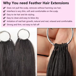 Extensions de cheveux de plumes humaines 100% vrais cheveux naturels Le récepteur de cheveux 6D confortable et invisible est applicable pour le salon - Product Image 3
