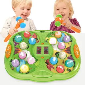 教育学习活动桌婴儿互动教育玩具带2个锤子打鼹鼠恐龙游戏玩具