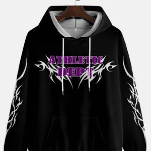 ผู้ผลิตเสื้อผ้า ชุดเซ็ตวินเทจพิมพ์ลายเปลวไฟ ชุดฮู้ดดี้ผู้ชาย กางเกงขาสั้นออกกำลังกาย 2 ชิ้น ทรงหลวม สวมใส่สบาย - Product Image 2