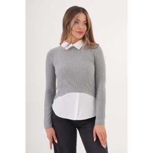 Long Sleeve Embroidered Blouse for <b>Women</b> Chic Ruffled Collar XL Size Loose Fit Linen <b>Top</b> with <b>Sequins</b> Lace Decoration Wholesale - Product Image 5