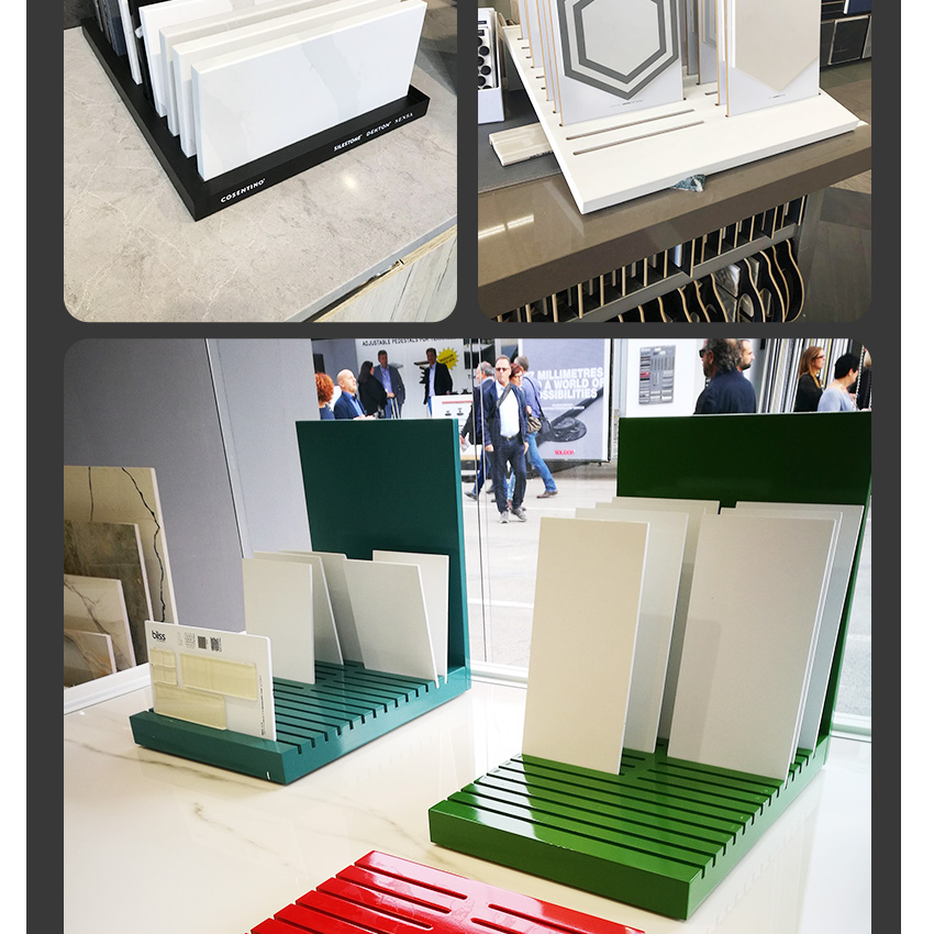 Wholesale Wooden Tabletop Marble Display Stand Mdf Ceramic Tile Stone Desk Stand Countertop Quartz Sample Table Rack