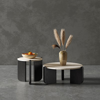Table Basse Ronde Moderne Luxe à Plateau en Marbre pour Maison, Salon ou Appartement – Bureau Console