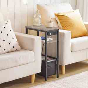 Wholesale Narrow Nightstand with Charging Station, Slim <strong>Bedside</strong> <strong>Table</strong> with USB Ports, <strong>Skinny</strong> Bed Side Cabinet with Power Outlets - Product Image 4