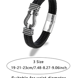 Men's Braided Leather <b>Bracelet</b> Stainless Steel Buckle 19cm 21cm 23cm Gift Jewelry Fashion <b>Bracelets</b> - Product Image 4