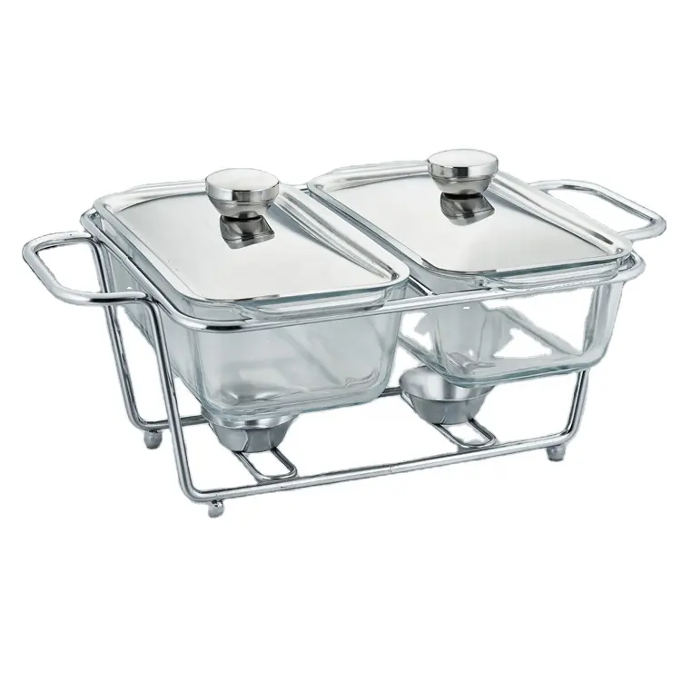 Neues 1,3 l Chafing Dish Buffet Set Glas wärme tablett mit Deckel Edelstahl mit 2/3 ofen festen Glassc halen Buffets ervern