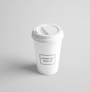 Gobelet en papier simple, blanc, élégant et personnalisable à paroi simple avec couvercle pour café et boissons - Product Image 2