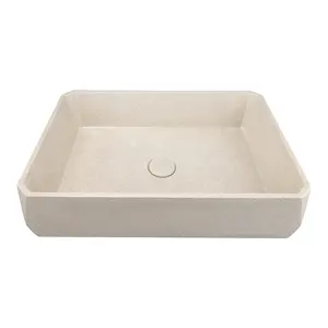 Lavabo moderno de hormigón para hotel OEM, tocadores de baño, lavabo de mesa, lavabo rectangular de hormigón