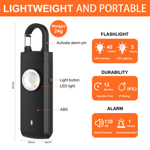 Tự Bảo Vệ Keychain Báo Động 2 Gói 130 dB Loud Khẩn Cấp Cá Nhân Còi Báo Động Với Ánh Sáng LED SOS An Toàn Cảnh Báo Thiết Bị Móc Chìa Khóa - Product Image 3