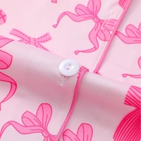 Set Piyama Cardigan Wanita Musim Panas Terlaris E-commerce Lintas Batas, Motif Pita, Kerah Lipat, Lengan Pendek, Celana Pendek