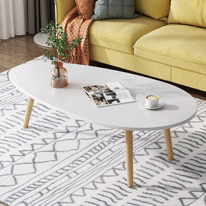 Faux Marble Coffee <b>Table</b> Oval With Shelf Modern Living Room Sofa Side <b>Table</b> - Product Image 3