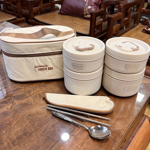 Boîte à lunch pour enfant fabriquée en Chine, ensemble de boîtes à lunch multi-couches, <span class=keywords><strong>chauffe</strong></span>-aliments, boîte bento en acier inoxydable 304 avec sac - Product Image 5