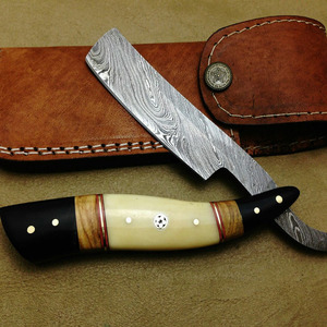 มีดโกนเหล็กกล้าไร้สนิมสวยงาม พร้อมใบมีดดามัสกัสและด้ามจับทำจากกระดูก สำหรับโกนผม ใบหน้า ร่างกาย ใช้ในร้านเสริมสวย - Product Image 3