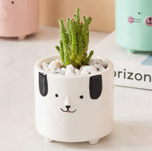 Pot de fleurs minimaliste unique en porcelaine faite à la main, motif animal de dessin animé, finition émaillée, trou de drainage, <span class=keywords><strong>sur</strong></span> <span class=keywords><strong>pied</strong></span>, pour <span class=keywords><strong>intérieur</strong></span> - Product Image 2