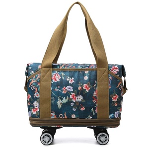 Foldable Travel <b>Duffel</b> <b>Bag</b> With Wheels Letter Pattern Zipper Closure 56-75L Waterproof Oxford Fabric Soft Handle - Product Image 3