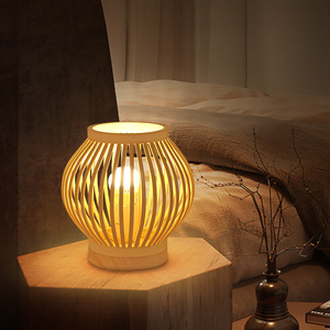Lampe de table d'ambiance rechargeable de style japonais rétro pour chambre d'hôtel, salon de thé, lampe de sol décorative antique tressée HM-BO-R28 Japonaise - Product Image 3