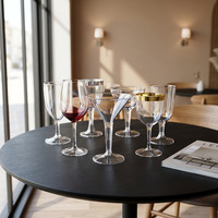 Gobelets à vin élégants en plastique PS à bord doré, réutilisables et jetables, pour réceptions de mariage et banquets formels