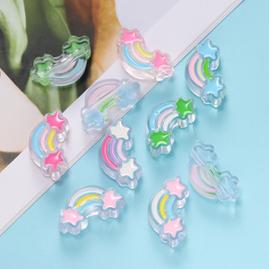 Acrylic <b>Rainbow</b> Beads Mixed Shapes Loose Beads For <b>Bracelet</b> Making Blue Green Pink White Randomly Mixed - Product Image 1