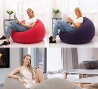 Canapé gonflable, fauteuil pouf en velours, fauteuil pouf tatami pour salon