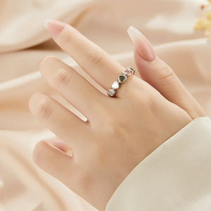 MyMuyu Heart <b>Shaped</b> Zirconia Open Ring Adjustable Index Finger Ring For Gift Jewelry - Product Image 2