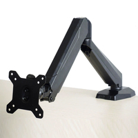 Nouveau support d'écran d'ordinateur 27 pouces en aluminium noir avec ressort à gaz, rotation 180°, interface USB, inclinaison 90°, VESA 75/100, charge 8 kg