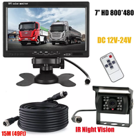 Caméra de recul 24V 4 broches avec moniteur LCD 7 pouces, étanche, vision nocturne, kit de surveillance de sécurité pour véhicule, bus, caravane