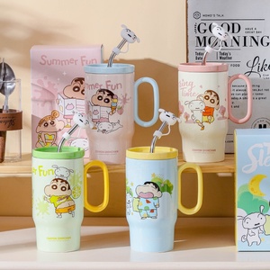 Wholesale 660ML <b>Cute</b> Cartoon Ice Buster Cup-Large Capacity with Lid and Straw-Ceramic Cup Back to School - Product Image 4