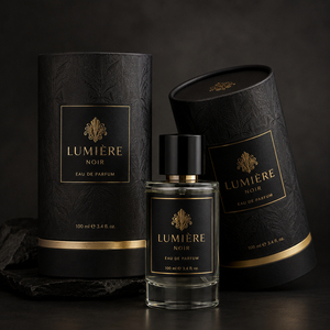 Vente en gros de flacons de parfum cosmétique ronds de 30 ml, 50 ml, 100 ml, avec emballage en tube de papier kraft et logo en feuille d'or - Product Image 2