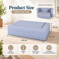 Canapé-lit pliant compact, housse lavable amovible, mousse compressible, canapé lounge 2 places pour chambre d'amis & maison
