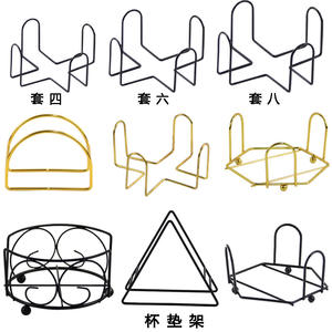 Ensemble de 6 supports de rangement pour sous-verres en céramique, avec cadre en fil de fer, panier tiroir multifonction et plateau organisateur de cuisine - Product Image 2