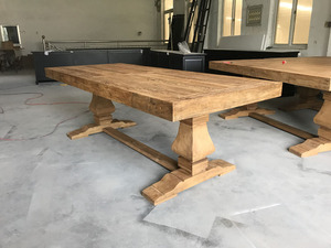 MRS WOODS New Designs tavoli da pranzo in <span class=keywords><strong>legno</strong></span> di <span class=keywords><strong>olmo</strong></span> di recupero rustico grosso con piano spesso della fattoria - Product Image 5