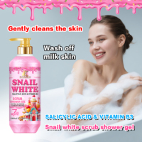Gel douche exfoliant ROUSHUN Snail White à la vitamine B3, éclaircissant, 1000 ml