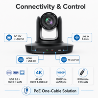 Caméra PTZ 4K AI à suivi automatique NDI HX2 Free-D avec zoom 20X, système de conférence audio-vidéo double mode USB LAN PoE pour diffusion en direct