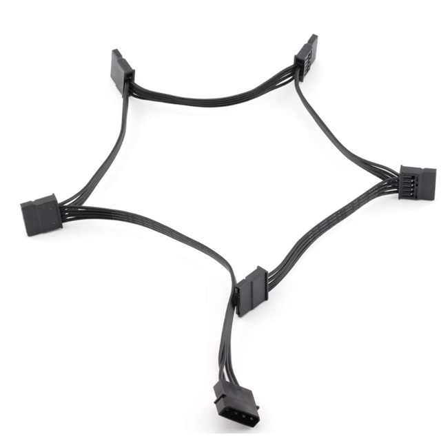 SATA 15 Pin 1 to 5 Power Splitter Cable Male to 5 Female for HDD SSD 0.6M