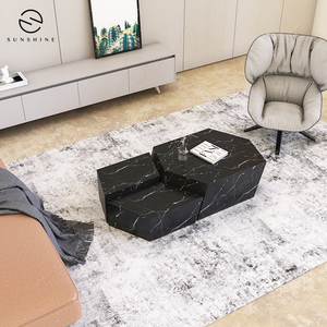 Mesa de Exterior Moderna de Mármol Negro Sunshine, Diseño Minimalista, Muebles para Sala de Estar, Superficie de Piedra Resistente - Product Image 3
