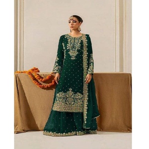 Ensemble Kurti Palazzo Indien Tendance avec Dupatta pour Femmes Ensemble Traditionnel pour les Fêtes Événements Culturels Mariages Festivals - Product Image 2