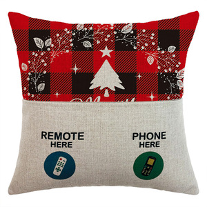Christmas Throw <b>Pillow</b> With Pocket Linen Cotton Rectangle Cushion Cover For <b>Sofa</b> Holiday Decorative Pillowcase - Product Image 3