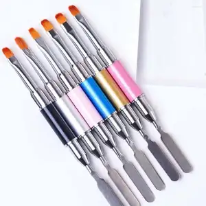 Nagel bürsten Doppel köpfige profession elle Pinsel palette Schaufel UV-Gel Farb stift Malerei Zeichnung und Kleber entfernungs stift