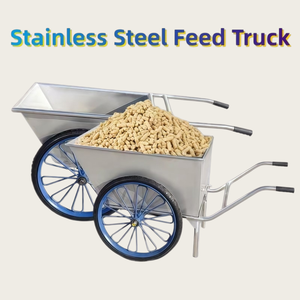 Carrello per Alimentazione in Acciaio Resistente, Grande Capacità, Ruote Blu con Raggi, Pneumatici in Gomma Piena per Alimentazione in Fattoria - Product Image 5